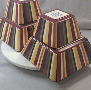 Pampered Chef Simple Additions Multi-Stripe Square Serving Bowls (Set of 4)